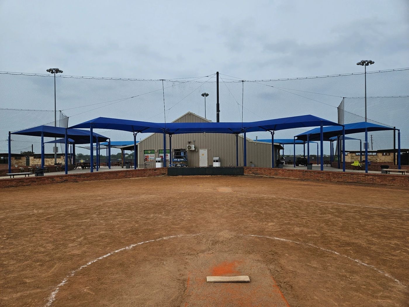 Custom Texas Made Shade structure over a baseball field